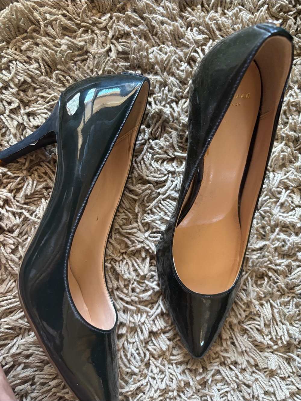 Cole Haan Navy Patent Pointed-Toe Pumps with Stiletto Heel
